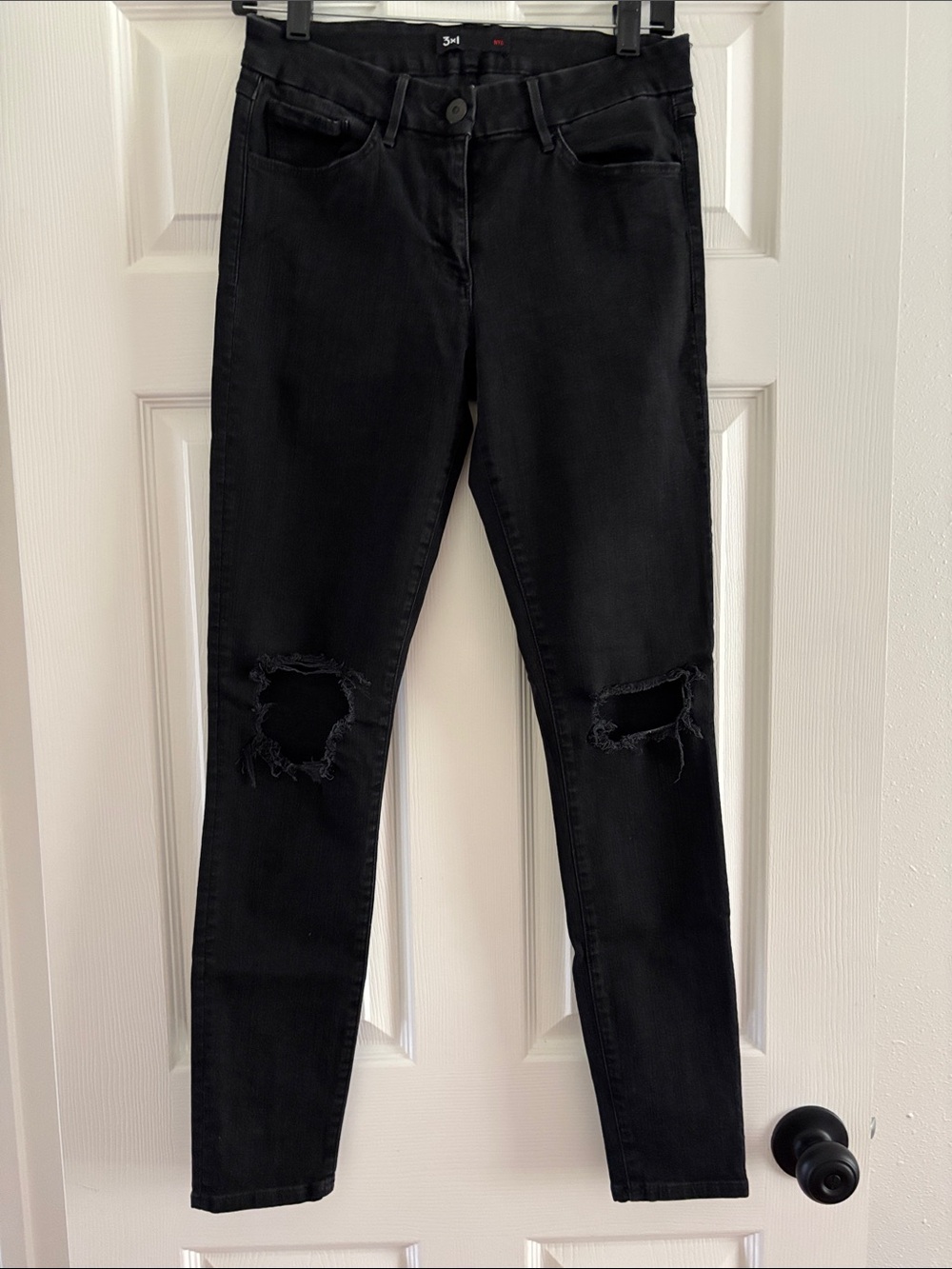 3x1 Black Skinny Distressed Women's Jeans